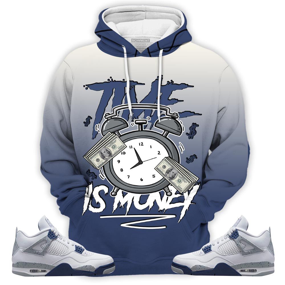 Sauce Time Is Money Drip Sneaker Shirt Match Midnight Navy 4S, Jordan 4 Retro Midnight Navy Hoodie Sweatshirt Tee All Over Print MKO Shirt