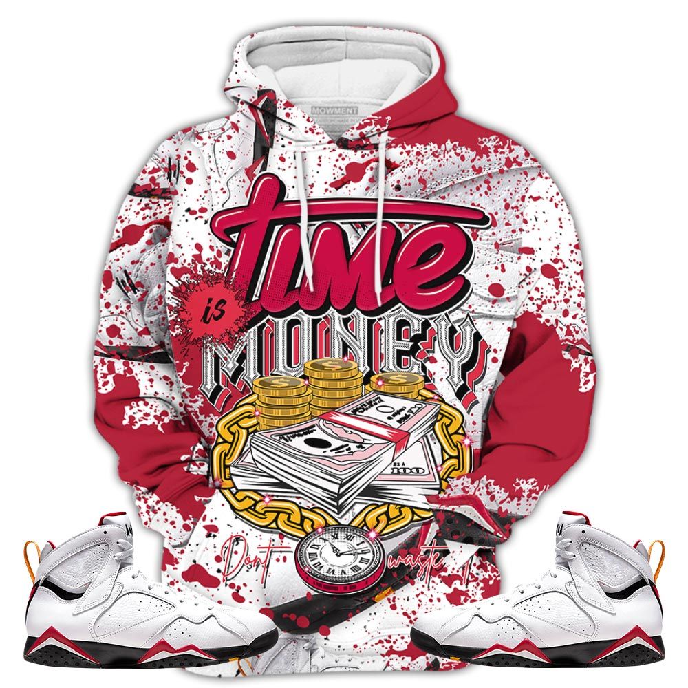 Sauce Time Is Money Sneaker Shirt Match Og Cardinal 7S, Jordan 7 Retro Cardinal Hoodie Sweatshirt Tee All Over Print MKO Shirt