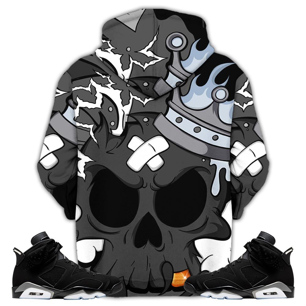 Scary Skull 90S Sneaker Shirt Match Black Chrome 6S, Jordan 6 Black Chrome Hoodie Sweatshirt Tee All Over Print MKO Shirt