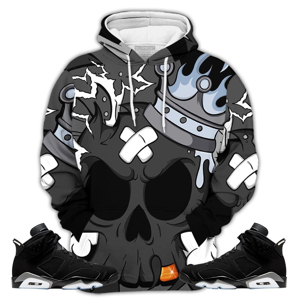 Scary Skull 90S Sneaker Shirt Match Black Chrome 6S, Jordan 6 Black Chrome Hoodie Sweatshirt Tee All Over Print MKO Shirt