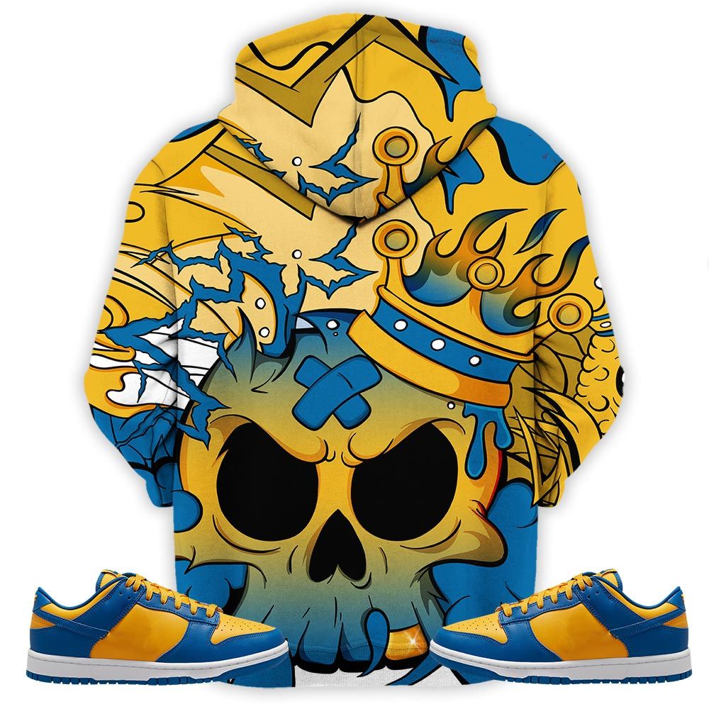 Scary Skull 90S Sneaker Shirt Match Dunk Low Blue Yellow, Dunk Low Blue Jay Hoodie Sweatshirt Tee All Over Print MKO Shirt