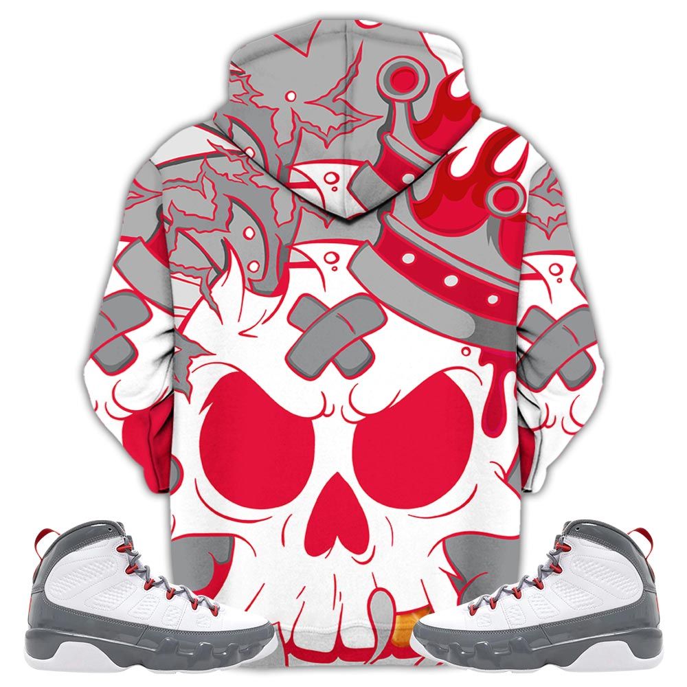 Scary Skull 90S Sneaker Shirt Match Fire Red 9S, Jordan 9 Retro Fire Red Hoodie Sweatshirt Tee All Over Print MKO Shirt