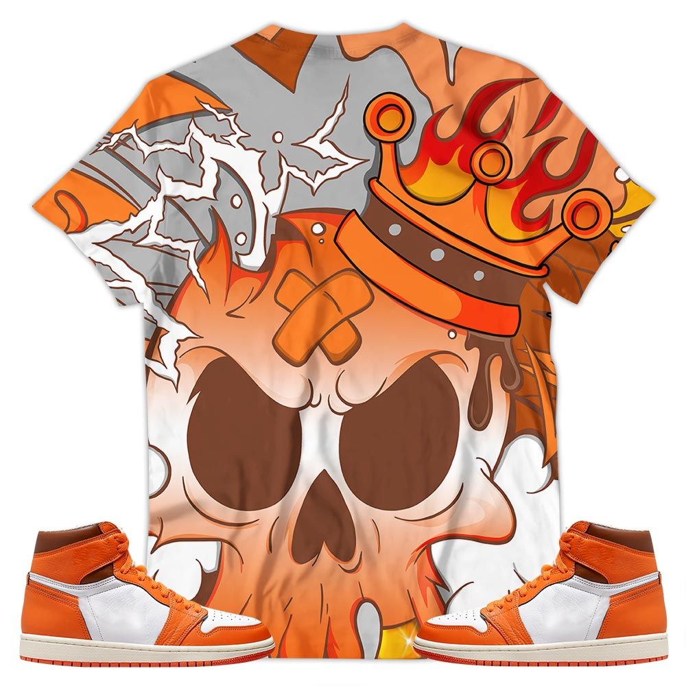 Scary Skull 90S Sneaker Shirt Match High Og Starfish 1S, Jordan 1 Retro High Og Starfish Hoodie Sweatshirt Tee All Over Print MKO Shirt