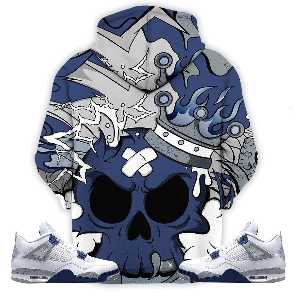 Scary Skull 90S Sneaker Shirt Match Midnight Navy 4S, Jordan 4 Retro Midnight Navy Hoodie Sweatshirt Tee All Over Print MKO Shirt