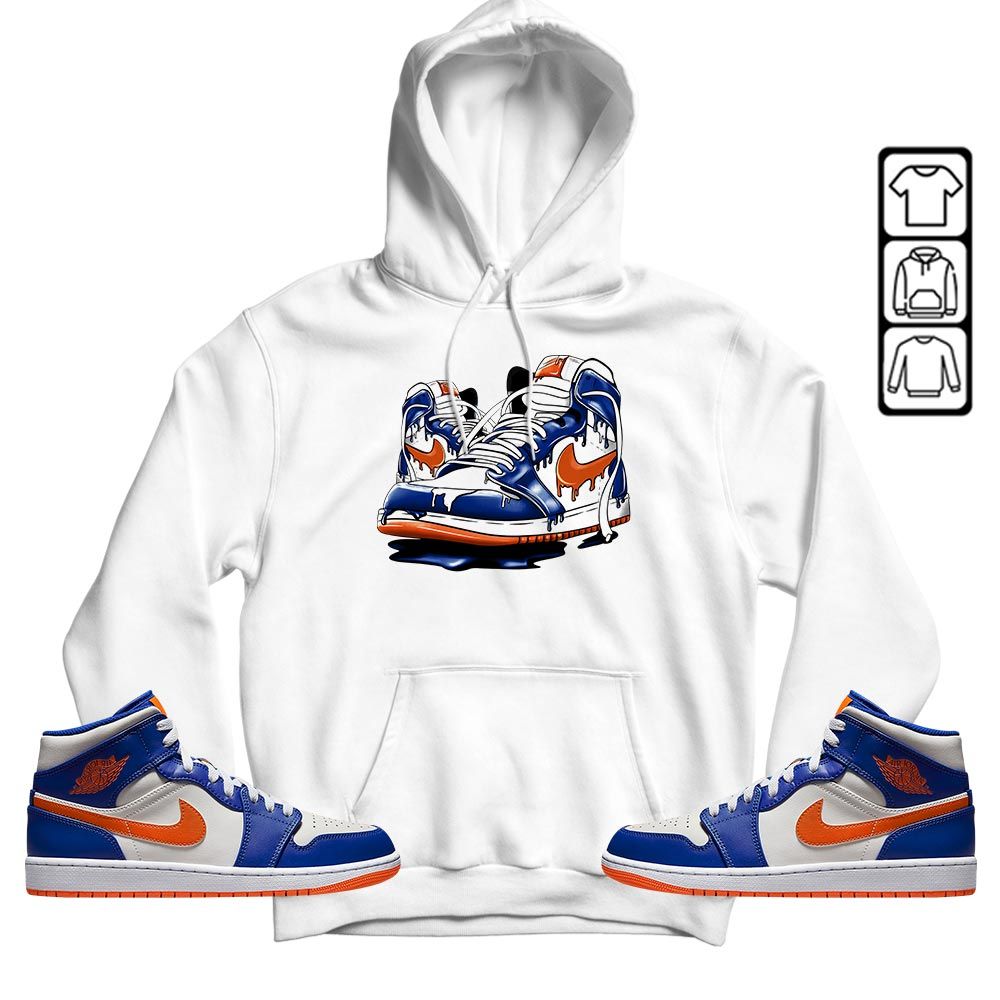 Shoe Dripping Sneaker Shirt Match Mid Knicks 1s, Jordan 1 Mid Knicks MKO T-Shirt