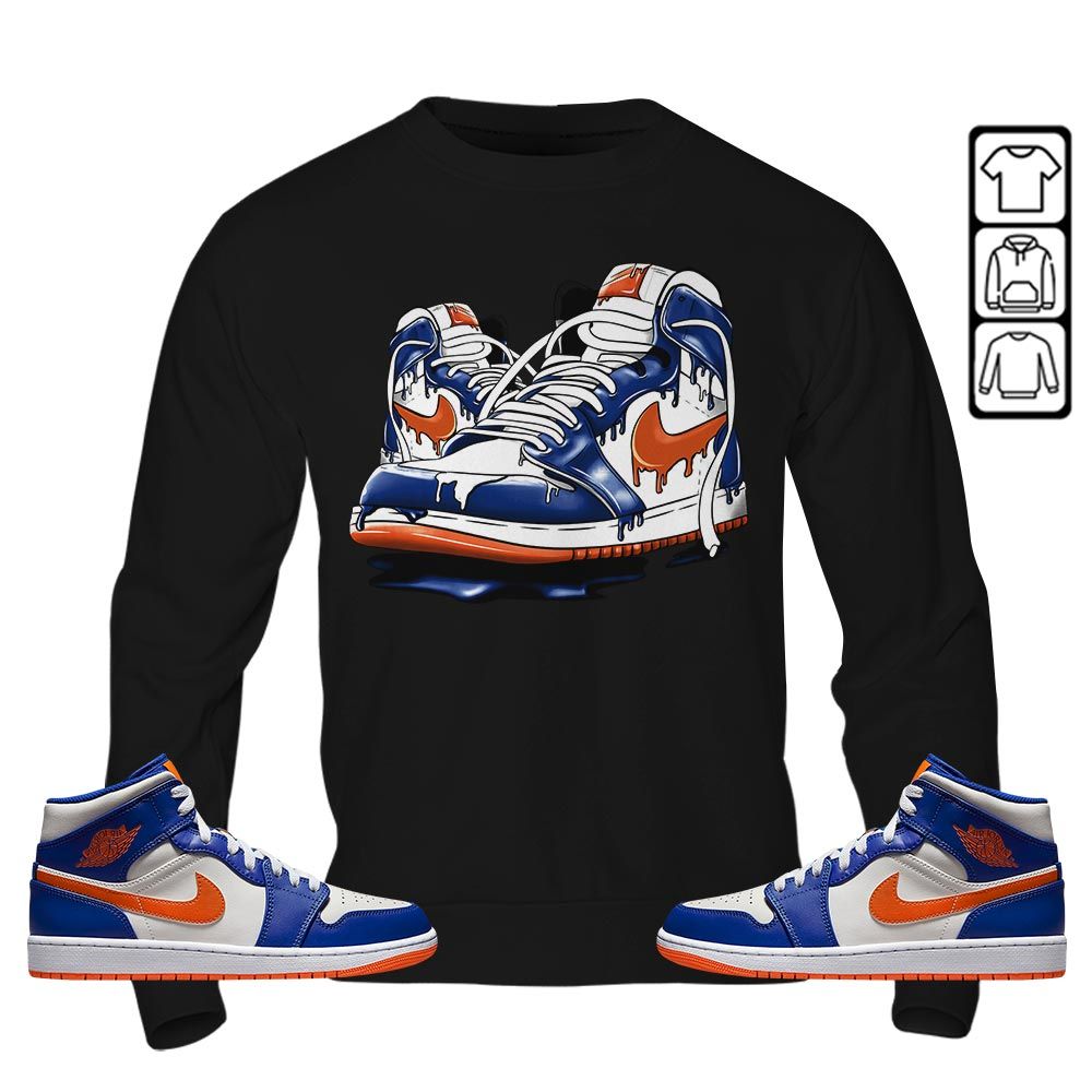 Shoe Dripping Sneaker Shirt Match Mid Knicks 1s, Jordan 1 Mid Knicks MKO T-Shirt Shoe Dripping Sneaker Shirt Match Mid Knicks 1s, Jordan 1 Mid Knicks MKO T-Shirt