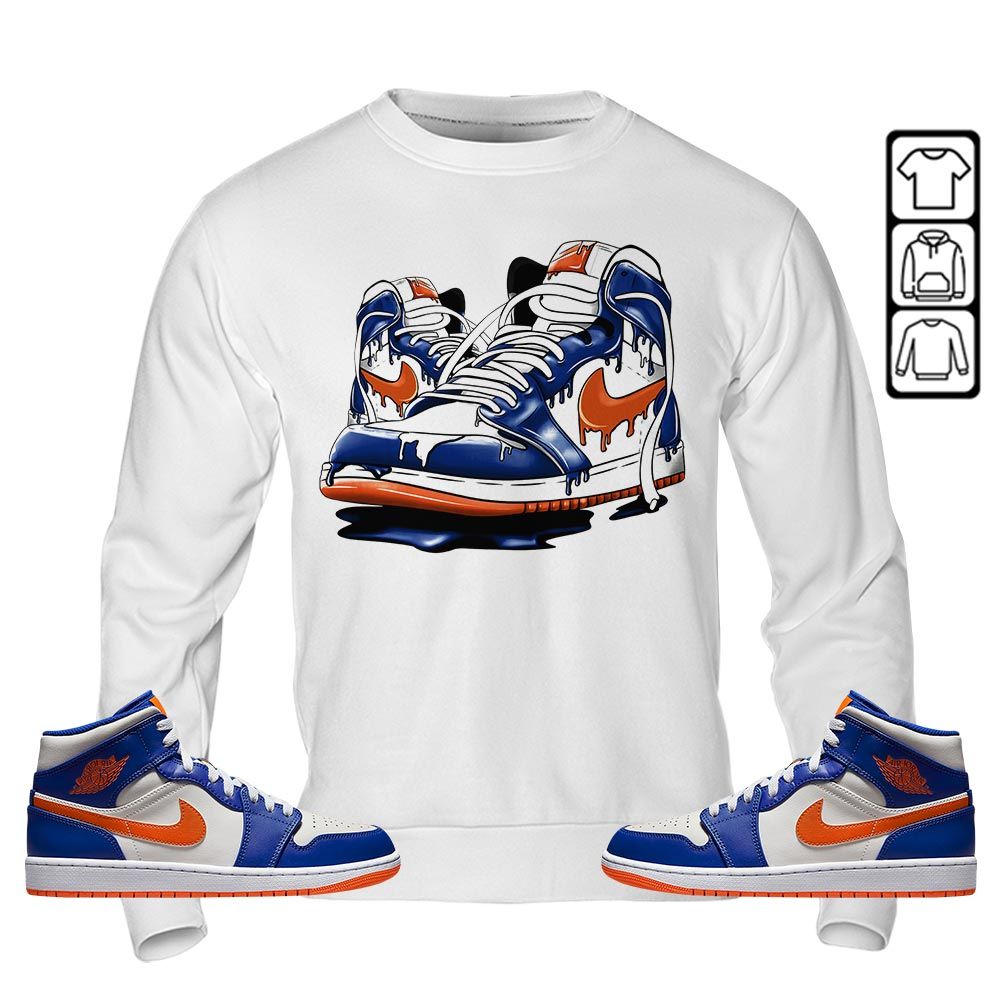 Shoe Dripping Sneaker Shirt Match Mid Knicks 1s, Jordan 1 Mid Knicks MKO T-Shirt Shoe Dripping Sneaker Shirt Match Mid Knicks 1s, Jordan 1 Mid Knicks MKO T-Shirt