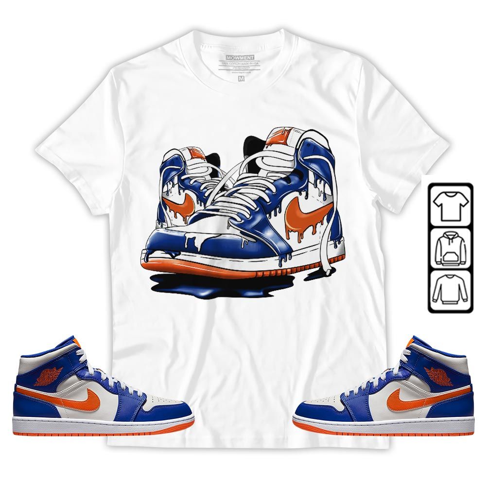 Shoe Dripping Sneaker Shirt Match Mid Knicks 1s, Jordan 1 Mid Knicks MKO T-Shirt Shoe Dripping Sneaker Shirt Match Mid Knicks 1s, Jordan 1 Mid Knicks MKO T-Shirt