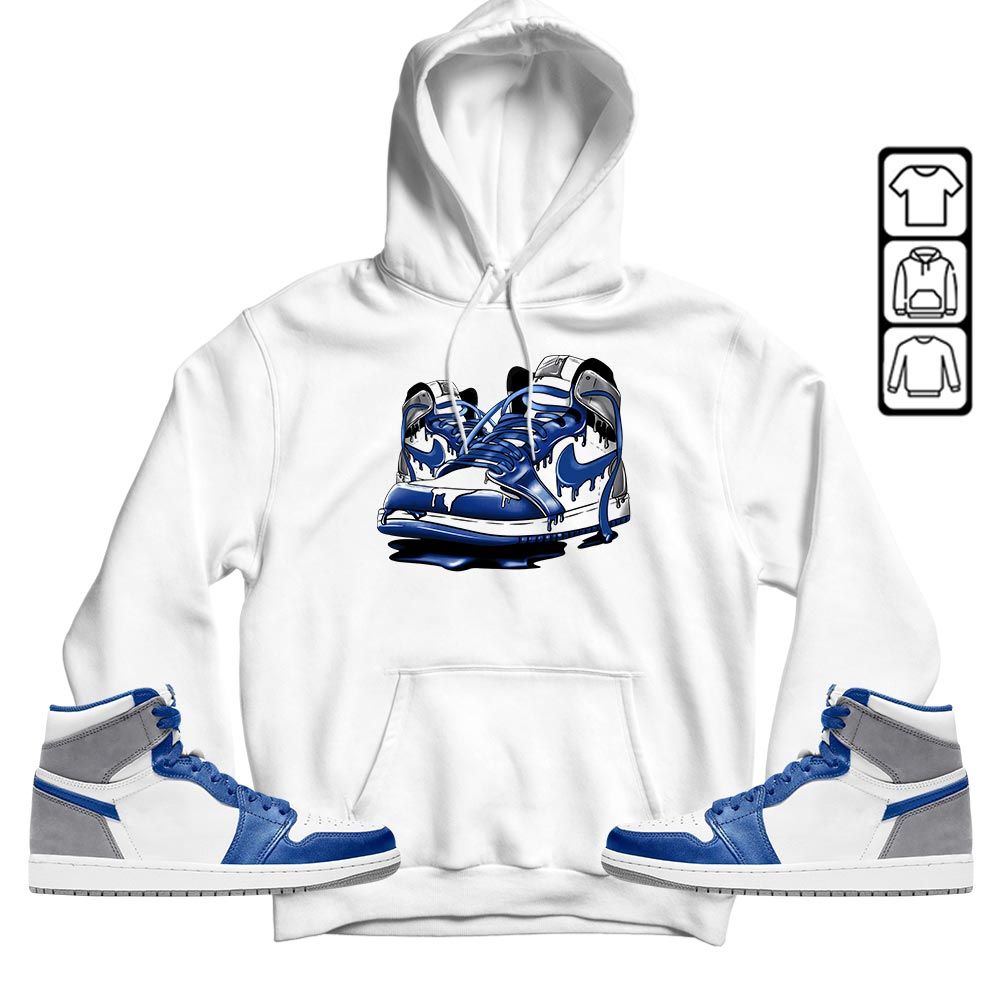 Shoe Dripping Sneaker Shirt Match True Blue 1s, Jordan 1 High OG True Blue MKO T-Shirt