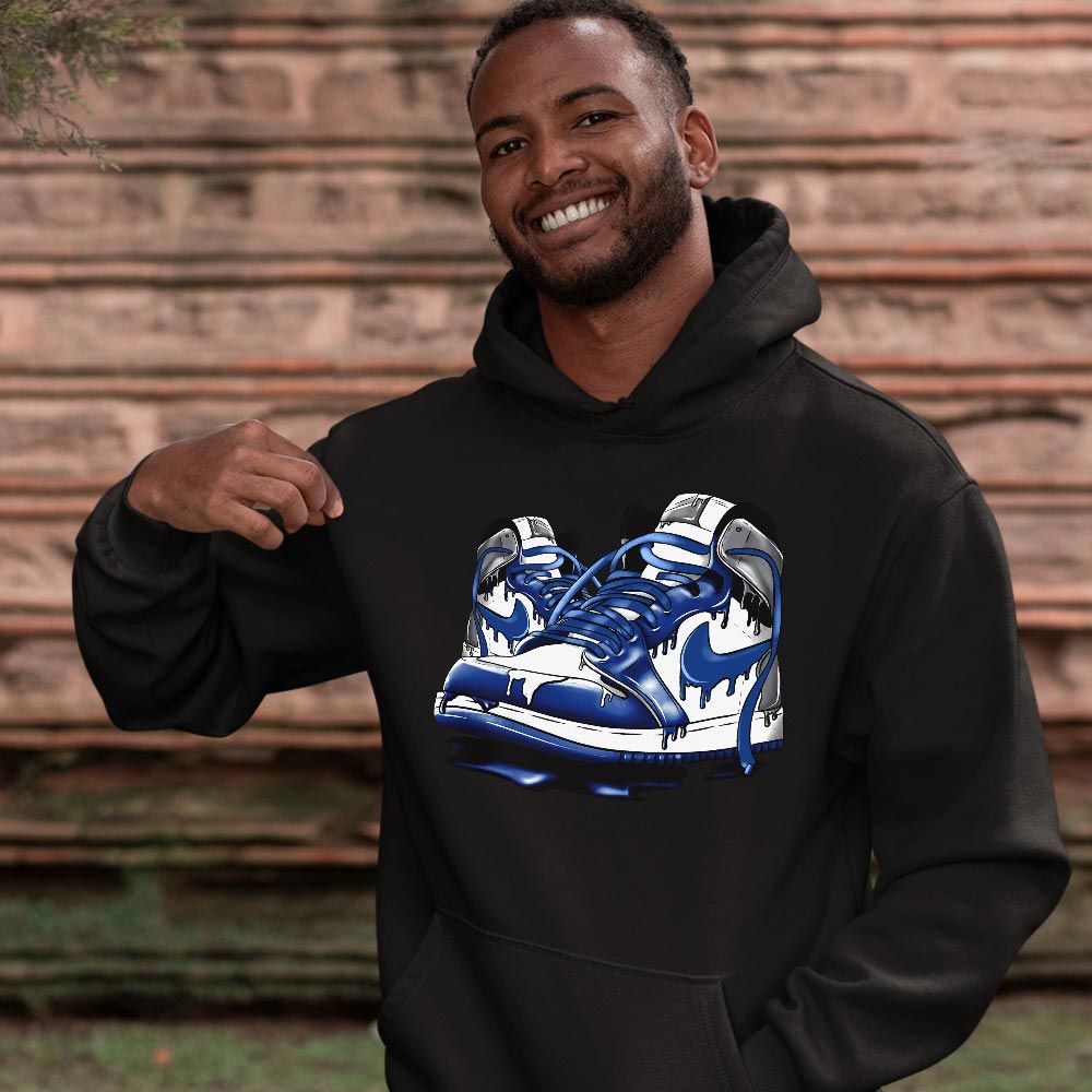 Shoe Dripping Sneaker Shirt Match True Blue 1s, Jordan 1 High OG True Blue MKO T-Shirt Shoe Dripping Sneaker Shirt Match True Blue 1s, Jordan 1 High OG True Blue MKO T-Shirt