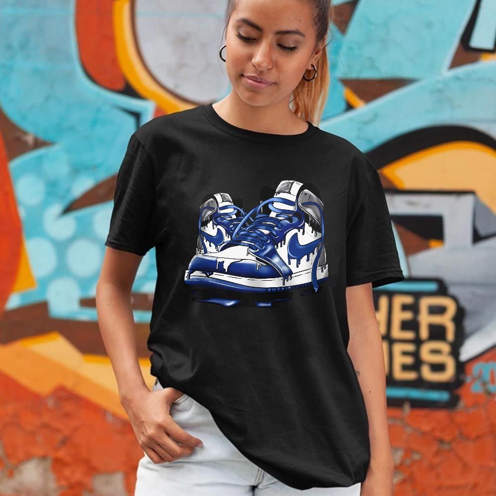 Shoe Dripping Sneaker Shirt Match True Blue 1s, Jordan 1 High OG True Blue MKO T-Shirt Shoe Dripping Sneaker Shirt Match True Blue 1s, Jordan 1 High OG True Blue MKO T-Shirt