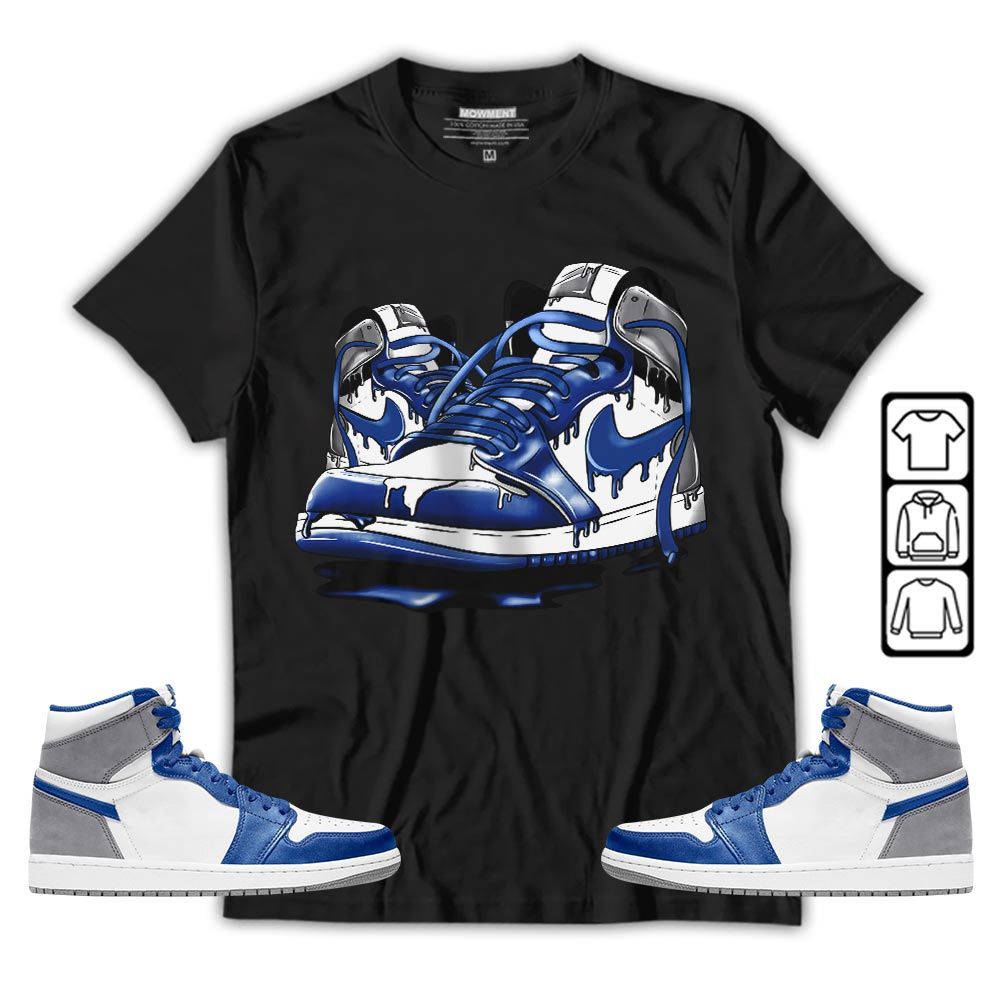 Shoe Dripping Sneaker Shirt Match True Blue 1s, Jordan 1 High OG True Blue MKO T-Shirt