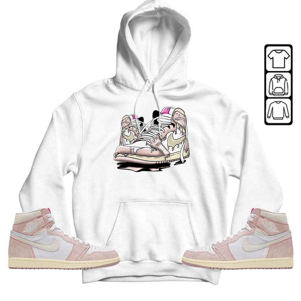 Shoe Dripping Sneaker Shirt Match Washed Pink 1s, Jordan 1 High OG Washed Pink MKO T-Shirt