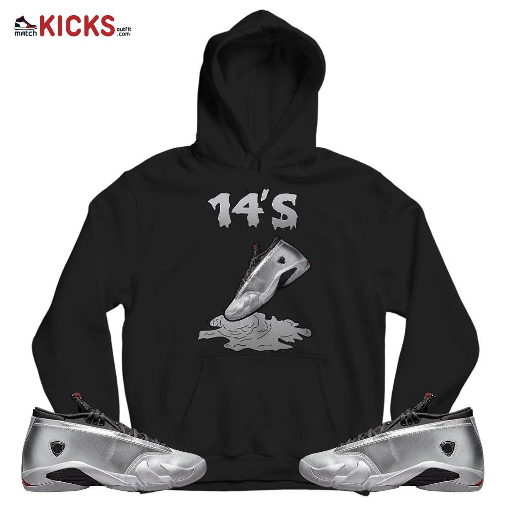 Shoes Dripping Sneaker Shirt Match 14 Low Metallic Silver, Jordan 14 Metallic Silver MKO T-Shirt Shoes Dripping Sneaker Shirt Match 14 Low Metallic Silver, Jordan 14 Metallic Silver MKO T-Shirt