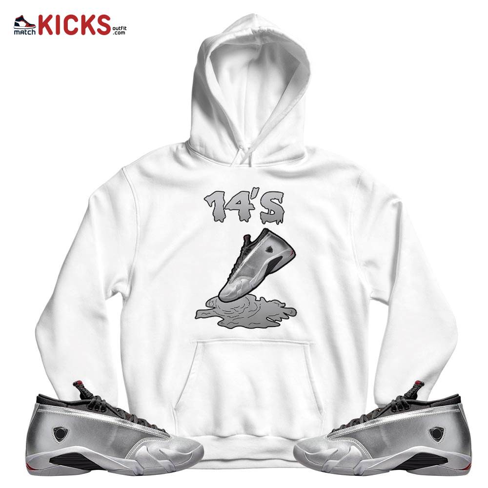 Shoes Dripping Sneaker Shirt Match 14 Low Metallic Silver, Jordan 14 Metallic Silver MKO T-Shirt Shoes Dripping Sneaker Shirt Match 14 Low Metallic Silver, Jordan 14 Metallic Silver MKO T-Shirt
