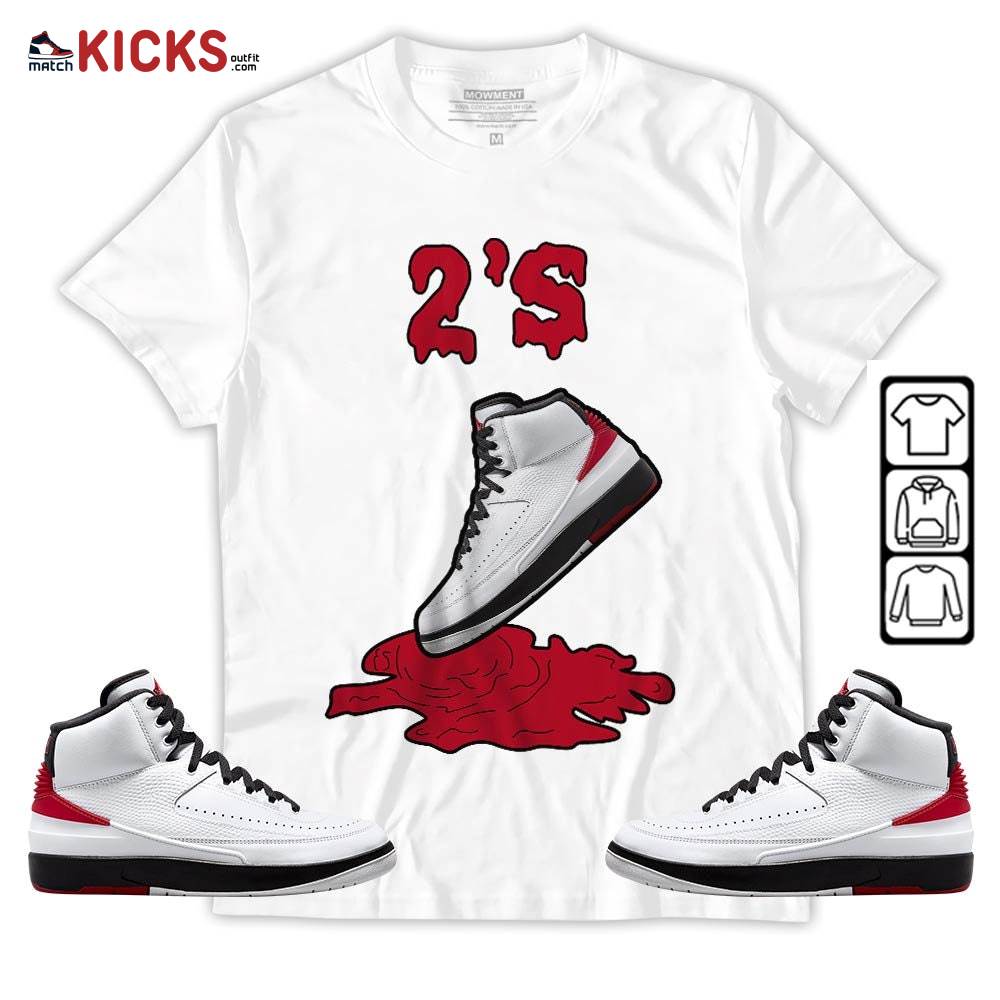 Shoes Dripping Sneaker Shirt Match 2 Chicago Varsity Red, Jordan Retro 2 Chicago MKO Sweatshirt