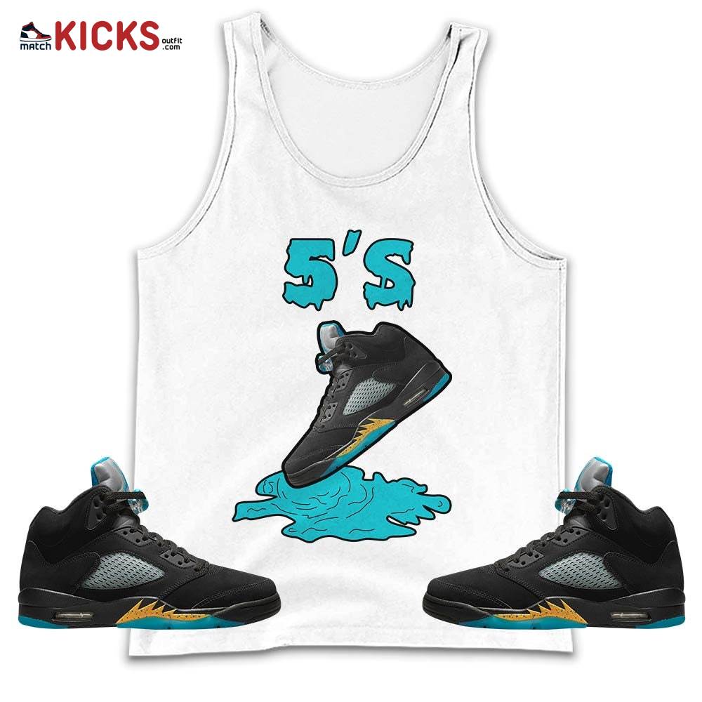 Shoes Dripping Sneaker Shirt Match 2023 Retro Aqua 5s, Jordan 5 Aqua MKO Tank Top