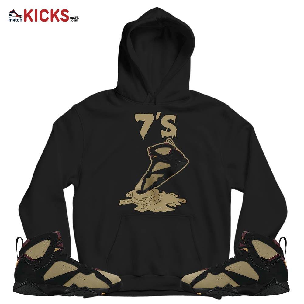 Shoes Dripping Sneaker Shirt Match Black Cherrywood 7s, Jordan 7 Black Olive MKO T-Shirt Shoes Dripping Sneaker Shirt Match Black Cherrywood 7s, Jordan 7 Black Olive MKO T-Shirt