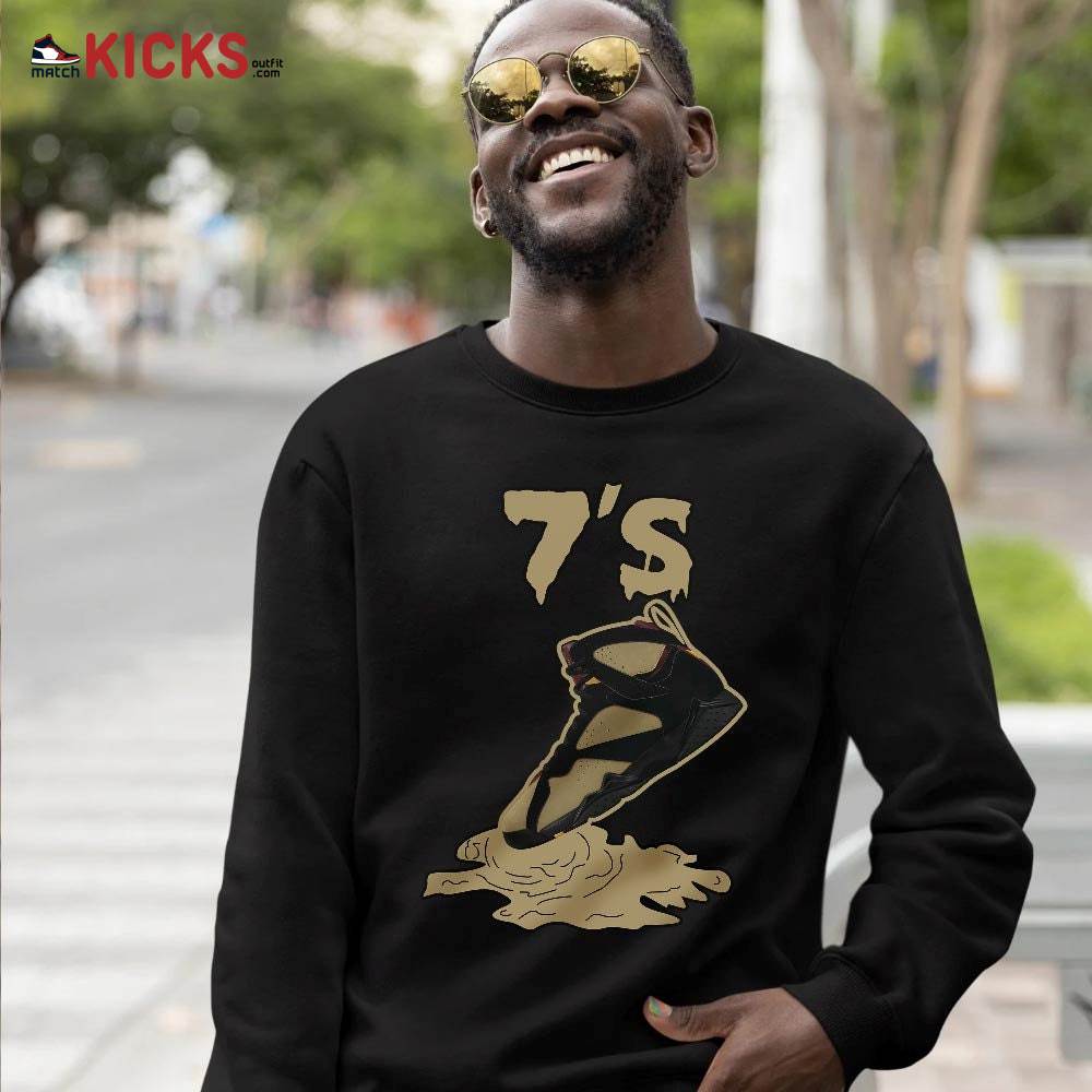 Shoes Dripping Sneaker Shirt Match Black Cherrywood 7s, Jordan 7 Black Olive MKO T-Shirt Shoes Dripping Sneaker Shirt Match Black Cherrywood 7s, Jordan 7 Black Olive MKO T-Shirt