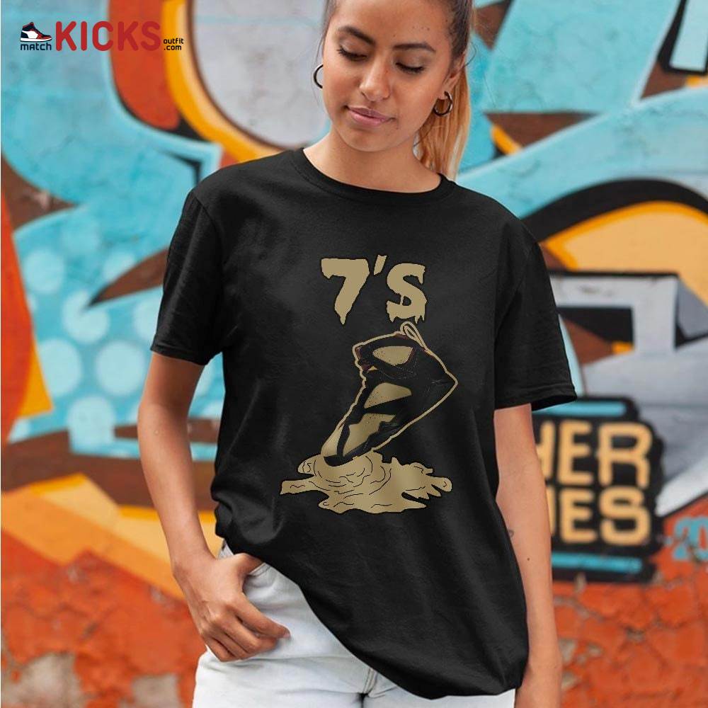 Shoes Dripping Sneaker Shirt Match Black Cherrywood 7s, Jordan 7 Black Olive MKO T-Shirt Shoes Dripping Sneaker Shirt Match Black Cherrywood 7s, Jordan 7 Black Olive MKO T-Shirt