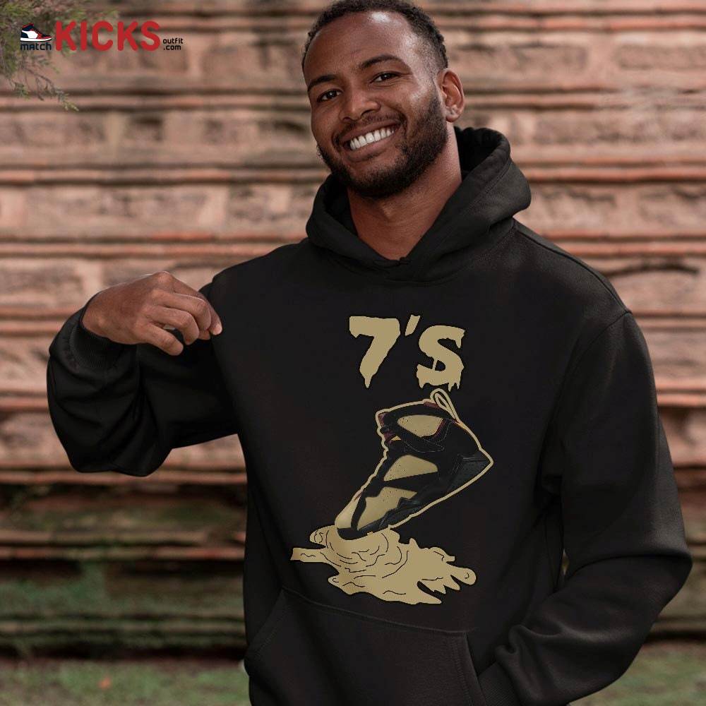 Shoes Dripping Sneaker Shirt Match Black Cherrywood 7s, Jordan 7 Black Olive MKO T-Shirt Shoes Dripping Sneaker Shirt Match Black Cherrywood 7s, Jordan 7 Black Olive MKO T-Shirt