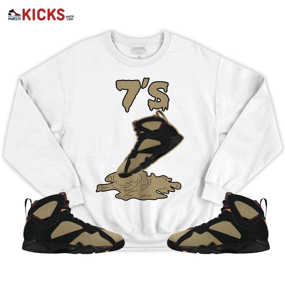 Shoes Dripping Sneaker Shirt Match Black Cherrywood 7s, Jordan 7 Black Olive MKO T-Shirt Shoes Dripping Sneaker Shirt Match Black Cherrywood 7s, Jordan 7 Black Olive MKO T-Shirt