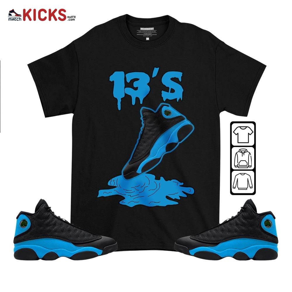 Shoes Dripping Sneaker Shirt Match Black University Blue 13s, Jordan 13 Black University Blue 2022 MKO T-Shirt Shoes Dripping Sneaker Shirt Match Black University Blue 13s, Jordan 13 Black University Blue 2022 MKO T-Shirt