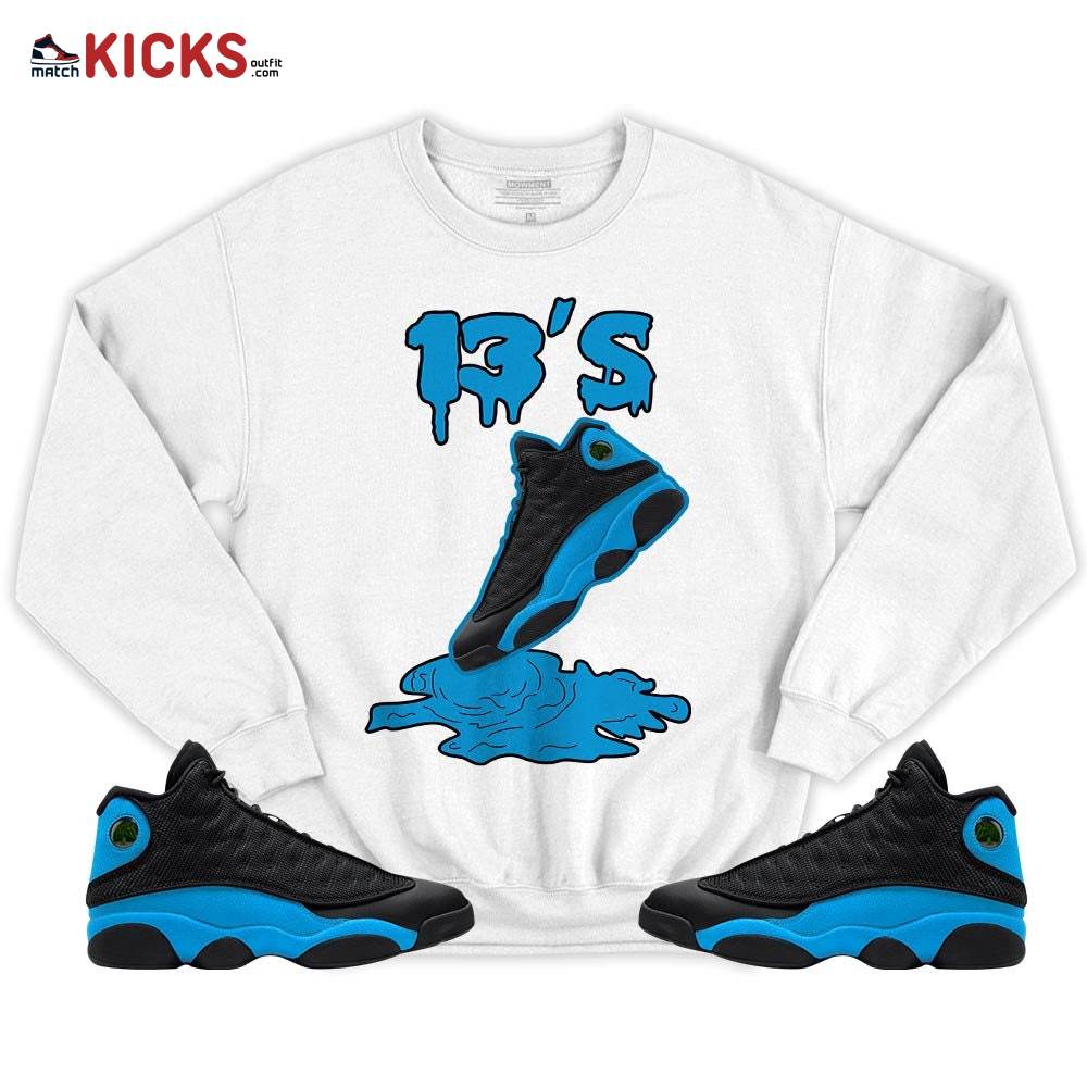 Shoes Dripping Sneaker Shirt Match Black University Blue 13s, Jordan 13 Black University Blue 2022 MKO T-Shirt Shoes Dripping Sneaker Shirt Match Black University Blue 13s, Jordan 13 Black University Blue 2022 MKO T-Shirt