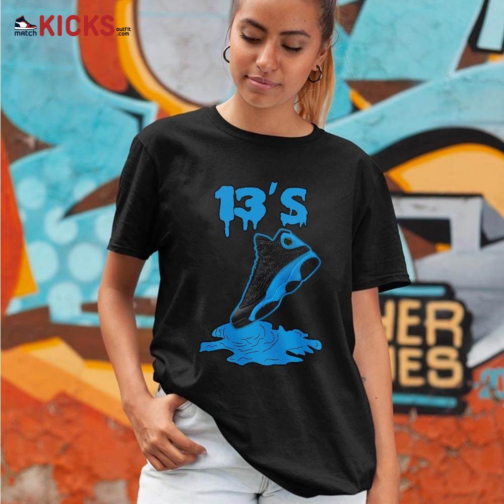Shoes Dripping Sneaker Shirt Match Black University Blue 13s, Jordan 13 Black University Blue 2022 MKO T-Shirt Shoes Dripping Sneaker Shirt Match Black University Blue 13s, Jordan 13 Black University Blue 2022 MKO T-Shirt