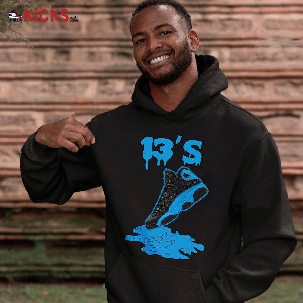Shoes Dripping Sneaker Shirt Match Black University Blue 13s, Jordan 13 Black University Blue 2022 MKO T-Shirt Shoes Dripping Sneaker Shirt Match Black University Blue 13s, Jordan 13 Black University Blue 2022 MKO T-Shirt