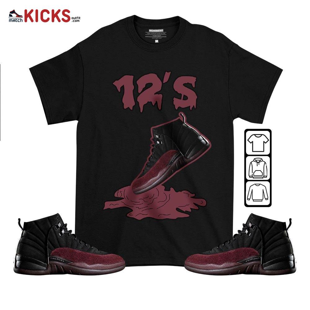 Shoes Dripping Sneaker Shirt Match Burgundy Crush 12s, Jordan 12 A Ma Maniere MKO T-Shirt