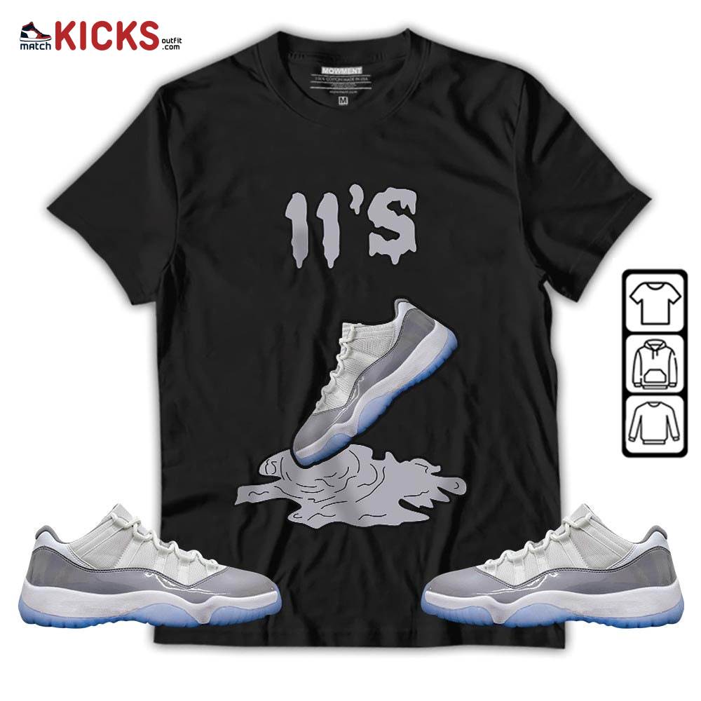 Shoes Dripping Sneaker Shirt Match Cement Grey 11s, Jordan 11 Low Cement Grey MKO Sweatshirt