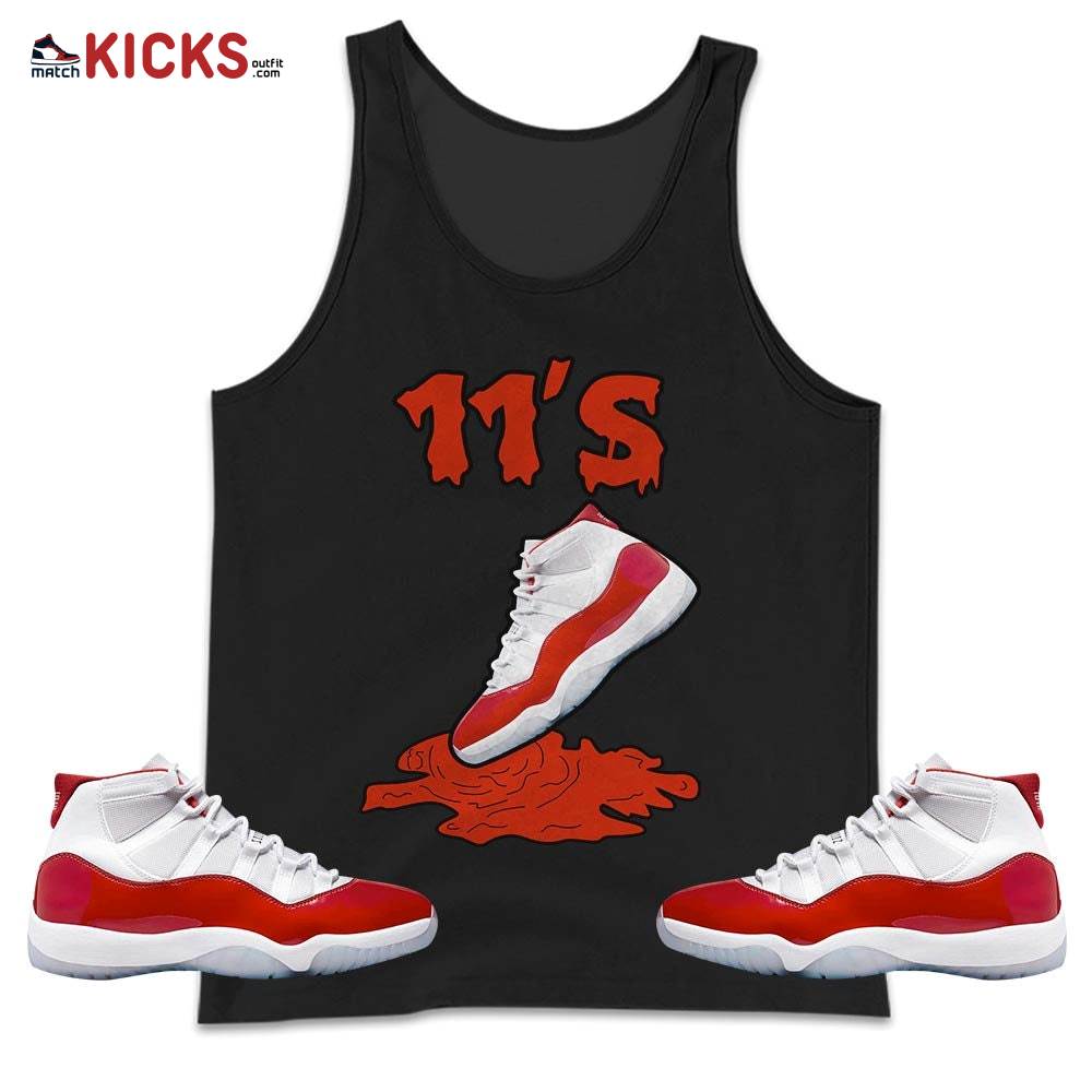 Shoes Dripping Sneaker Shirt Match Cherry 11s, Jordan 11 Retro Cherry MKO Tank Top Shoes Dripping Sneaker Shirt Match Cherry 11s, Jordan 11 Retro Cherry MKO Tank Top