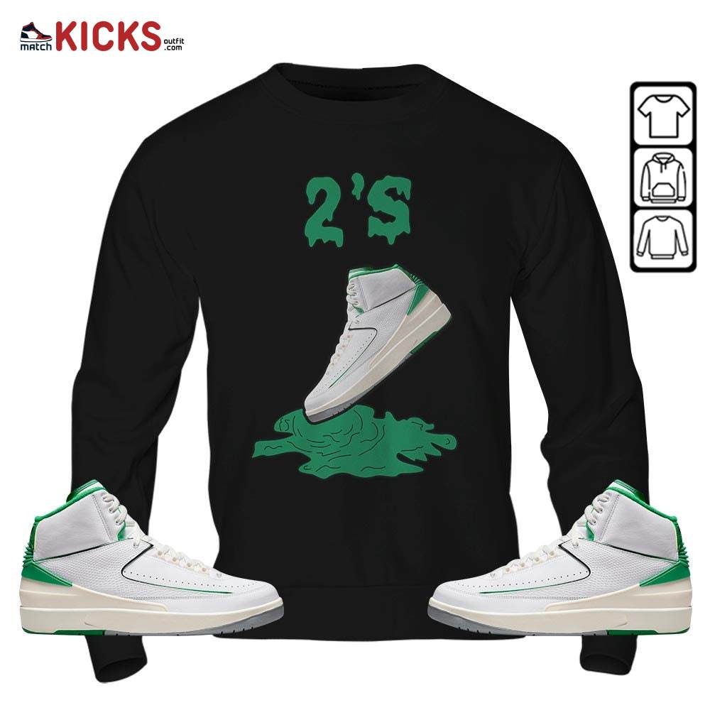 Shoes Dripping Sneaker Shirt Match Lucky Green 2s, Jordan 2 Lucky Green MKO Sweatshirt Shoes Dripping Sneaker Shirt Match Lucky Green 2s, Jordan 2 Lucky Green MKO Sweatshirt