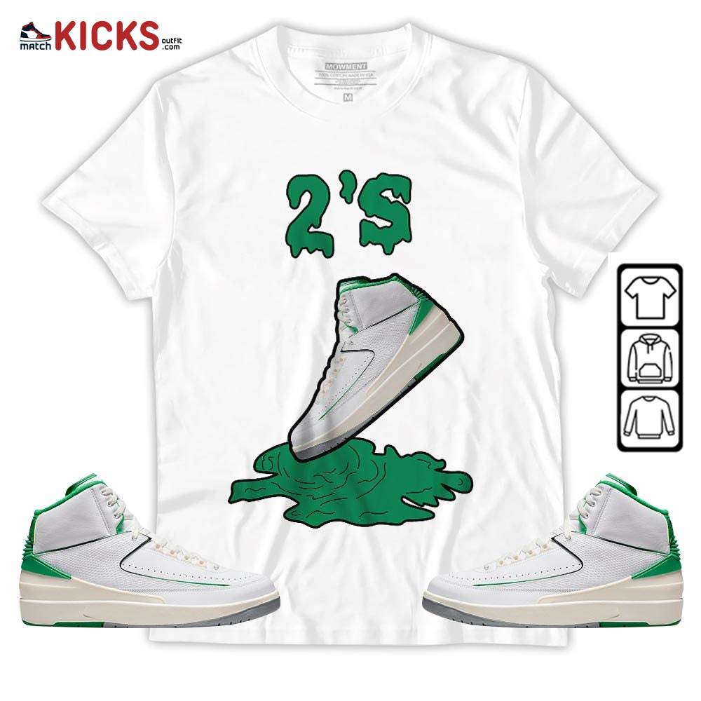 Shoes Dripping Sneaker Shirt Match Lucky Green 2s, Jordan 2 Lucky Green MKO Sweatshirt