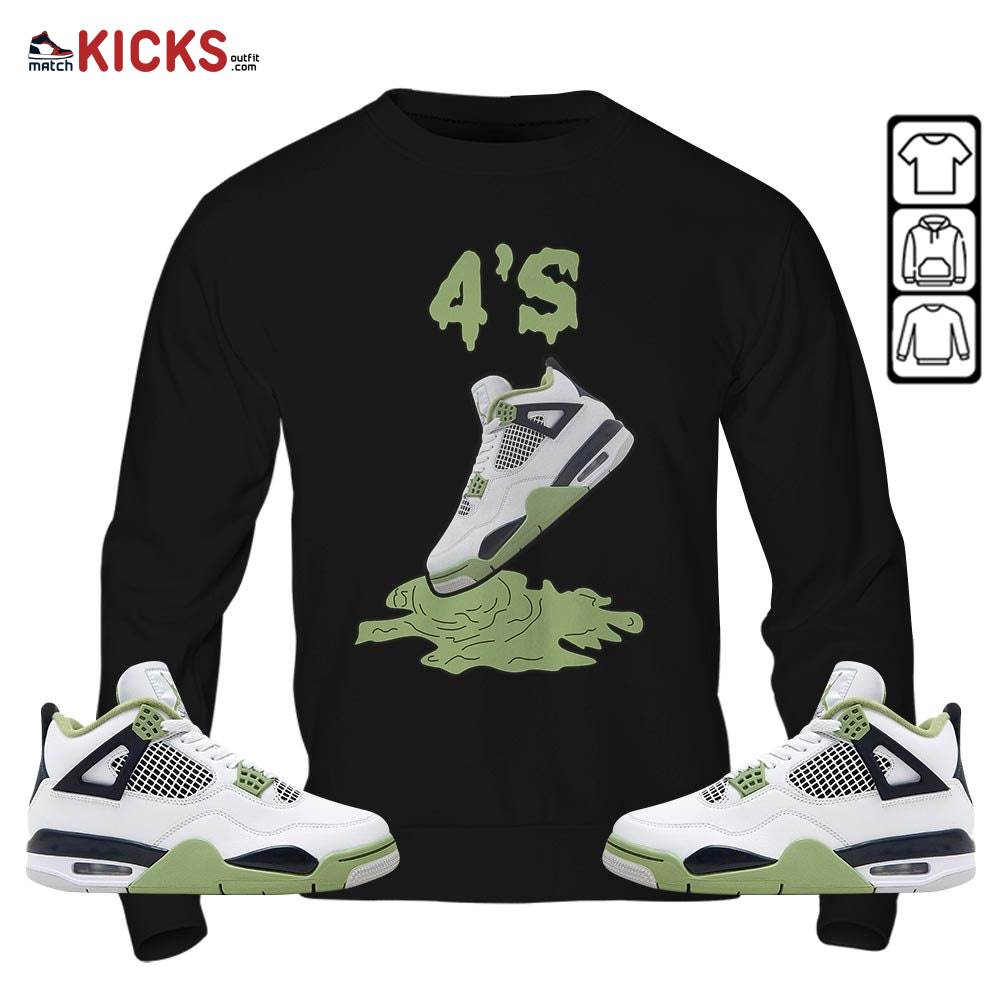 Shoes Dripping Sneaker Shirt Match Retro Oil Green 4s, Jordan 4 Oil Green MKO Hoodie Shoes Dripping Sneaker Shirt Match Retro Oil Green 4s, Jordan 4 Oil Green MKO Hoodie