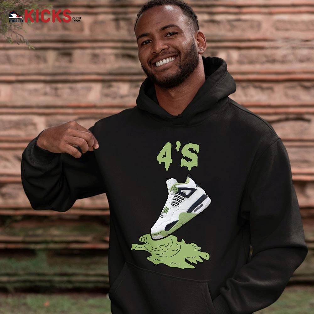 Shoes Dripping Sneaker Shirt Match Retro Oil Green 4s, Jordan 4 Oil Green MKO Hoodie Shoes Dripping Sneaker Shirt Match Retro Oil Green 4s, Jordan 4 Oil Green MKO Hoodie