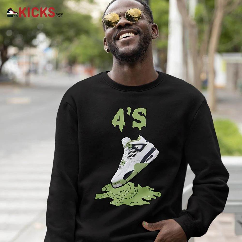 Shoes Dripping Sneaker Shirt Match Retro Oil Green 4s, Jordan 4 Oil Green MKO Hoodie Shoes Dripping Sneaker Shirt Match Retro Oil Green 4s, Jordan 4 Oil Green MKO Hoodie