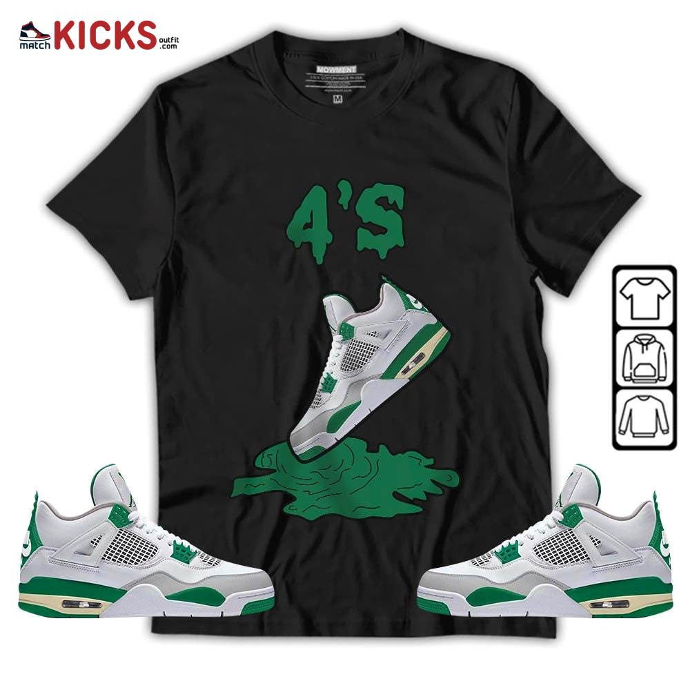 Shoes Dripping Sneaker Shirt Match Retro Pine Green 4s, Jordan 4 Pine Green MKO Hoodie