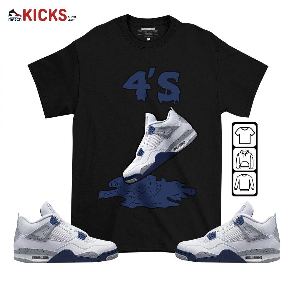 Shoes Dripping Sneaker Shirt Match White Midnight Navy 4s, Jordan 4 Retro Midnight Navy MKO T-Shirt