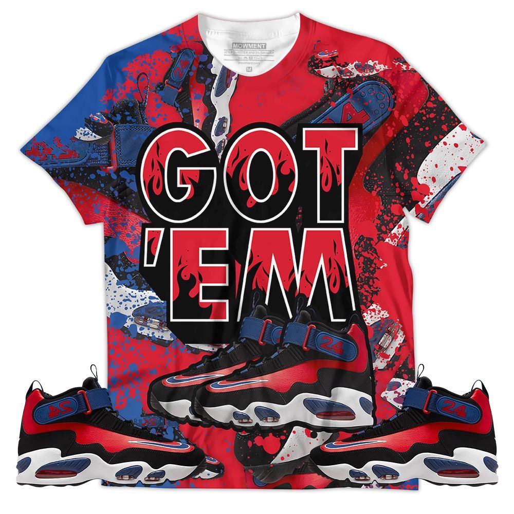 Shoes Got Em Drip 3D Sneaker Shirt Match Max 1 Navy Red Black, Air Griffey Max 1 Black Red Navy Blue Hoodie Sweatshirt Tee All Over Print MKO Shirt