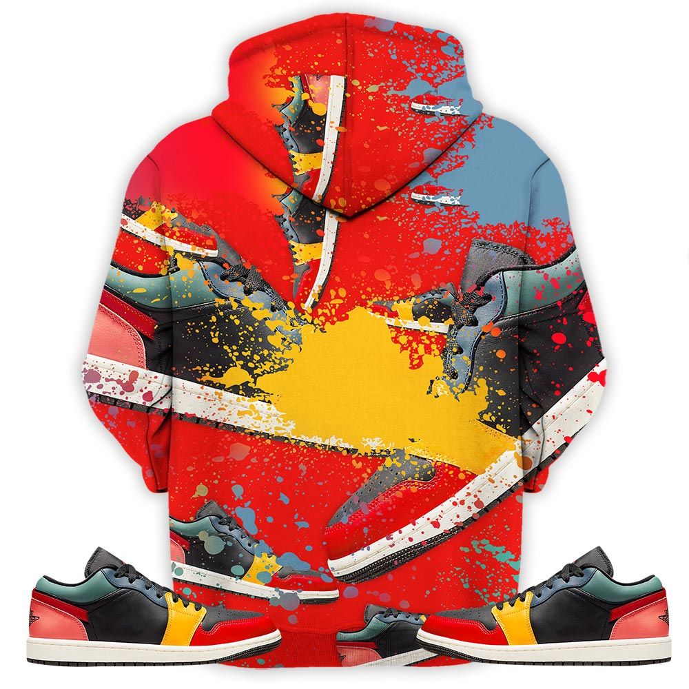 Shoes Got Em Drip Sneaker Shirt Match 1 Se Black Multi Color, Jordan 1 Low Black Fire Red Taxi Hoodie Sweatshirt Tee All Over Print MKO Shirt