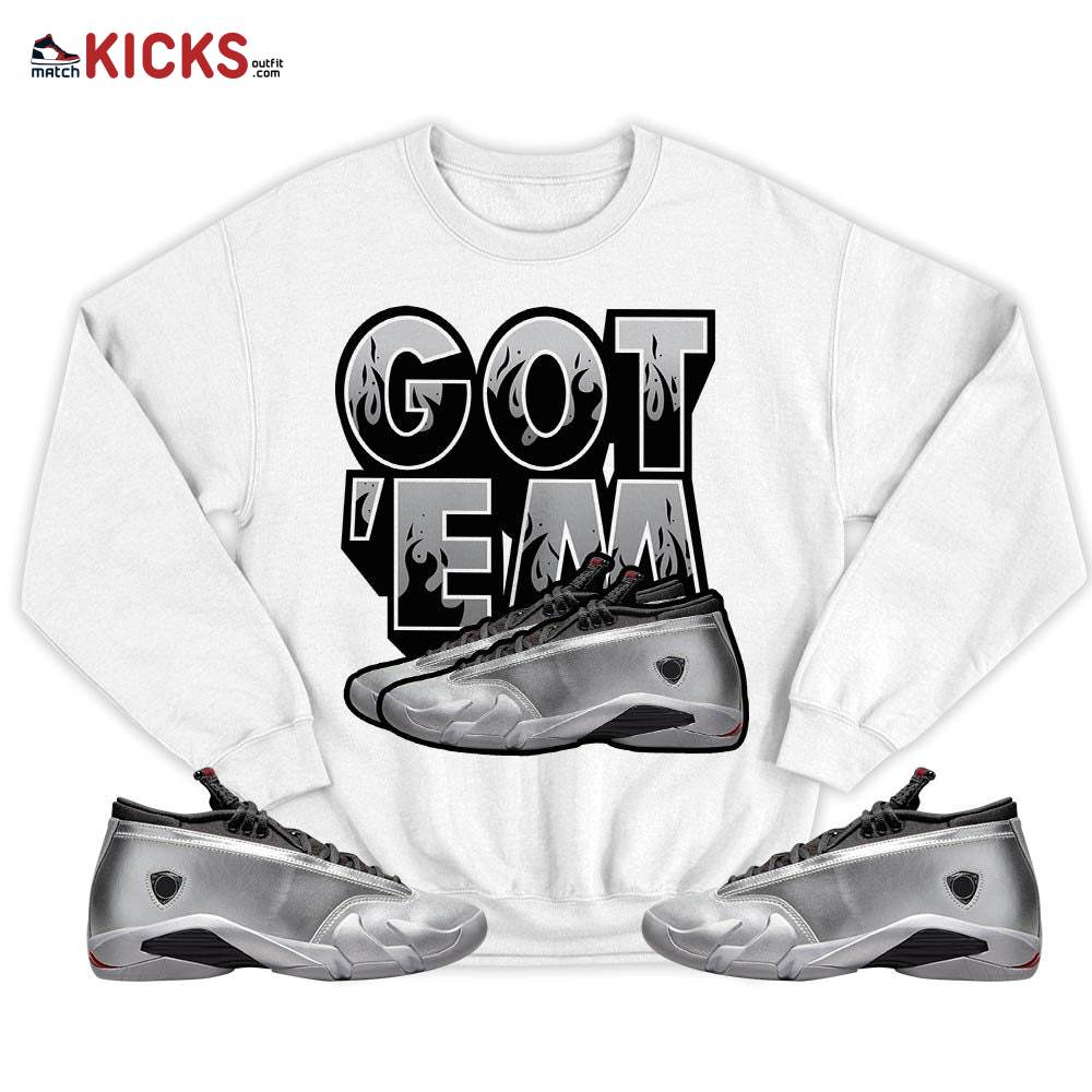 Shoes Got Em Drip Sneaker Shirt Match 14 Low Metallic Silver, Jordan 14 Metallic Silver MKO T-Shirt Shoes Got Em Drip Sneaker Shirt Match 14 Low Metallic Silver, Jordan 14 Metallic Silver MKO T-Shirt