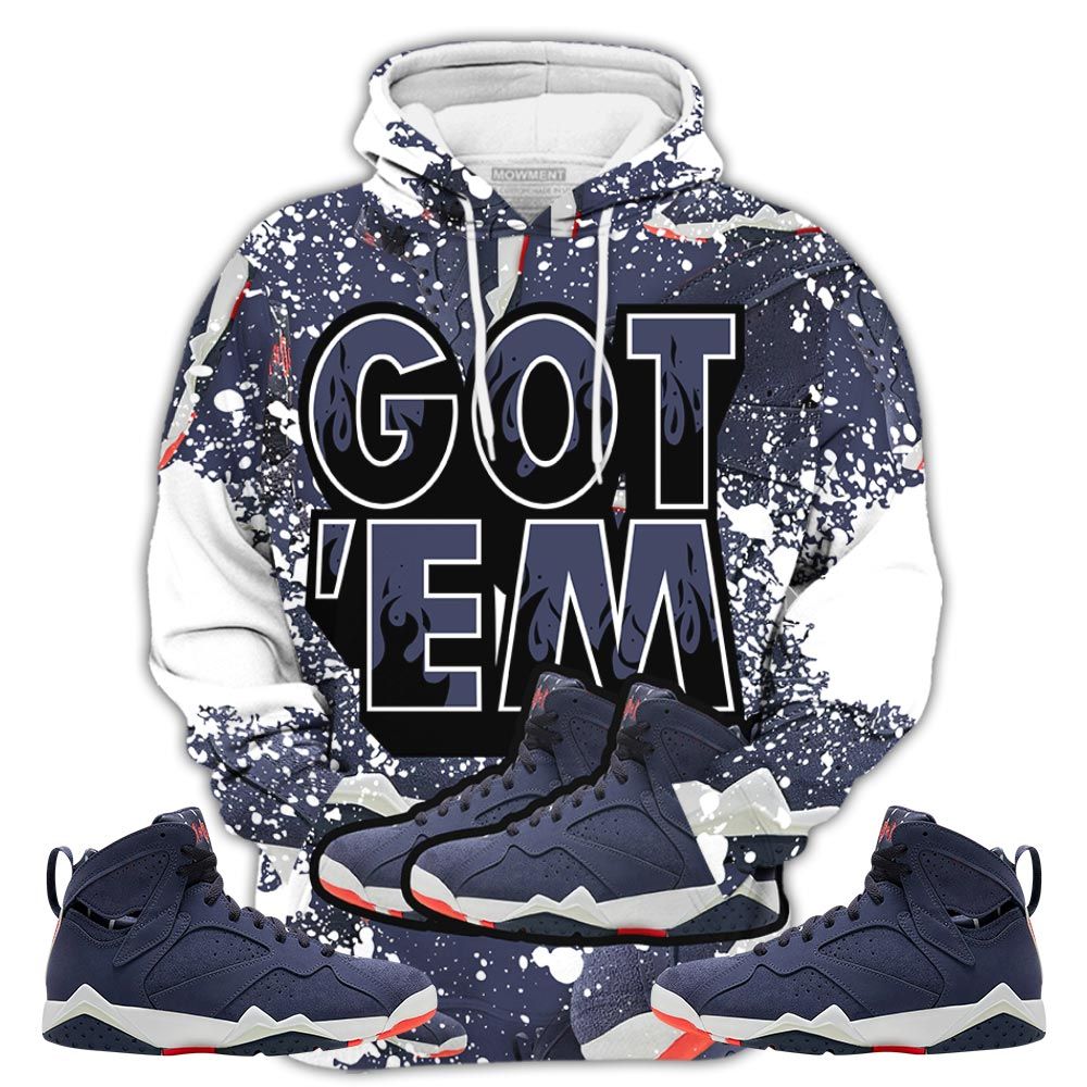 Shoes Got Em Drip Sneaker Shirt Match 7 Neutral Indigo, Jordan 7 Quai 54 Hoodie Sweatshirt Tee All Over Print MKO Shirt
