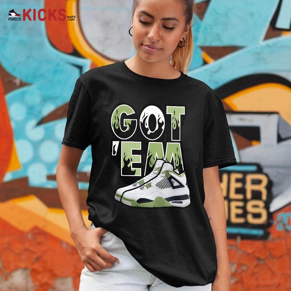Shoes Got Em Drip Sneaker Shirt Match Retro Oil Green 4s, Jordan 4 Oil Green MKO T-Shirt Shoes Got Em Drip Sneaker Shirt Match Retro Oil Green 4s, Jordan 4 Oil Green MKO T-Shirt