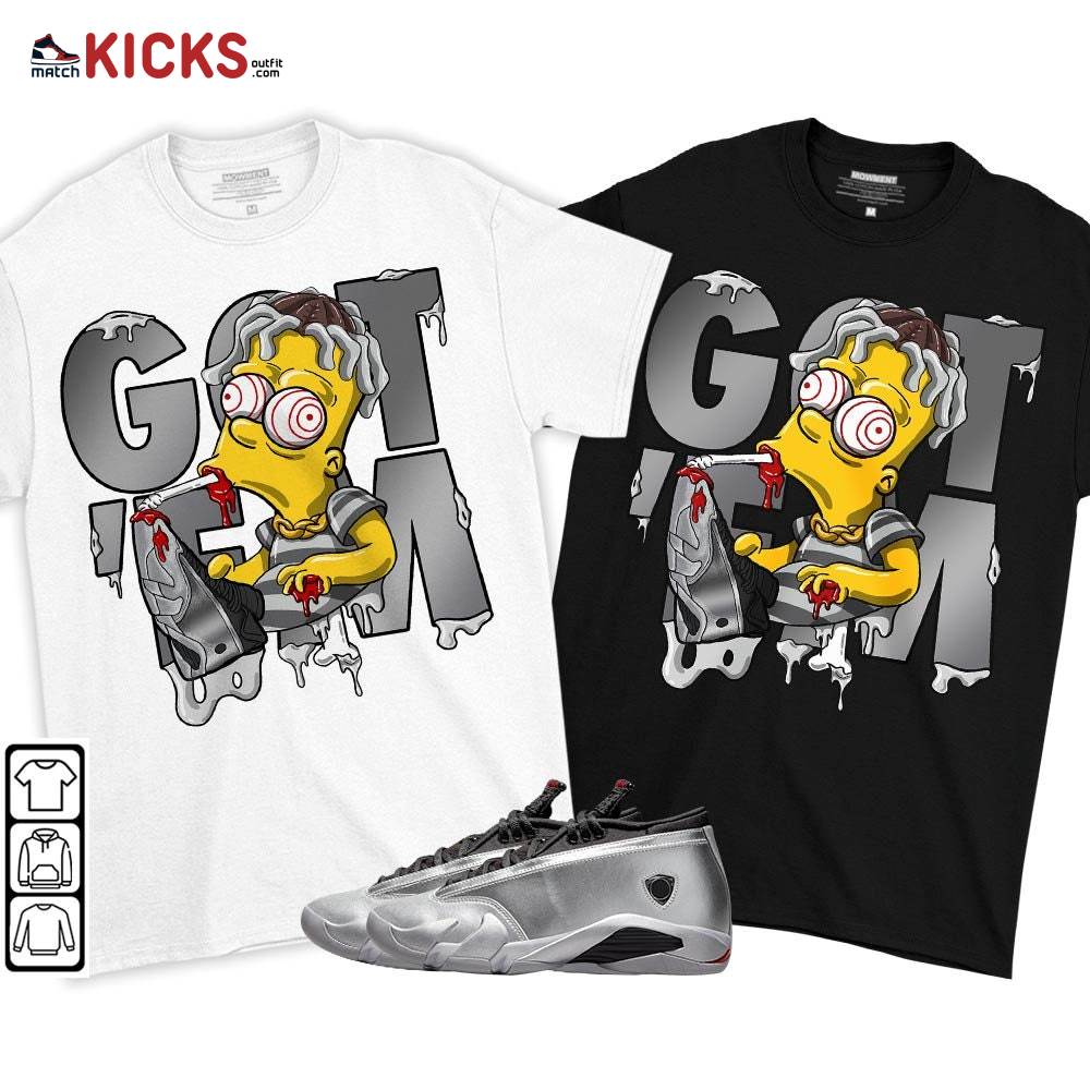 Simpson Got Em Sneaker Shirt Match 14 Low Metallic Silver, Jordan 14 Metallic Silver MKO T-Shirt