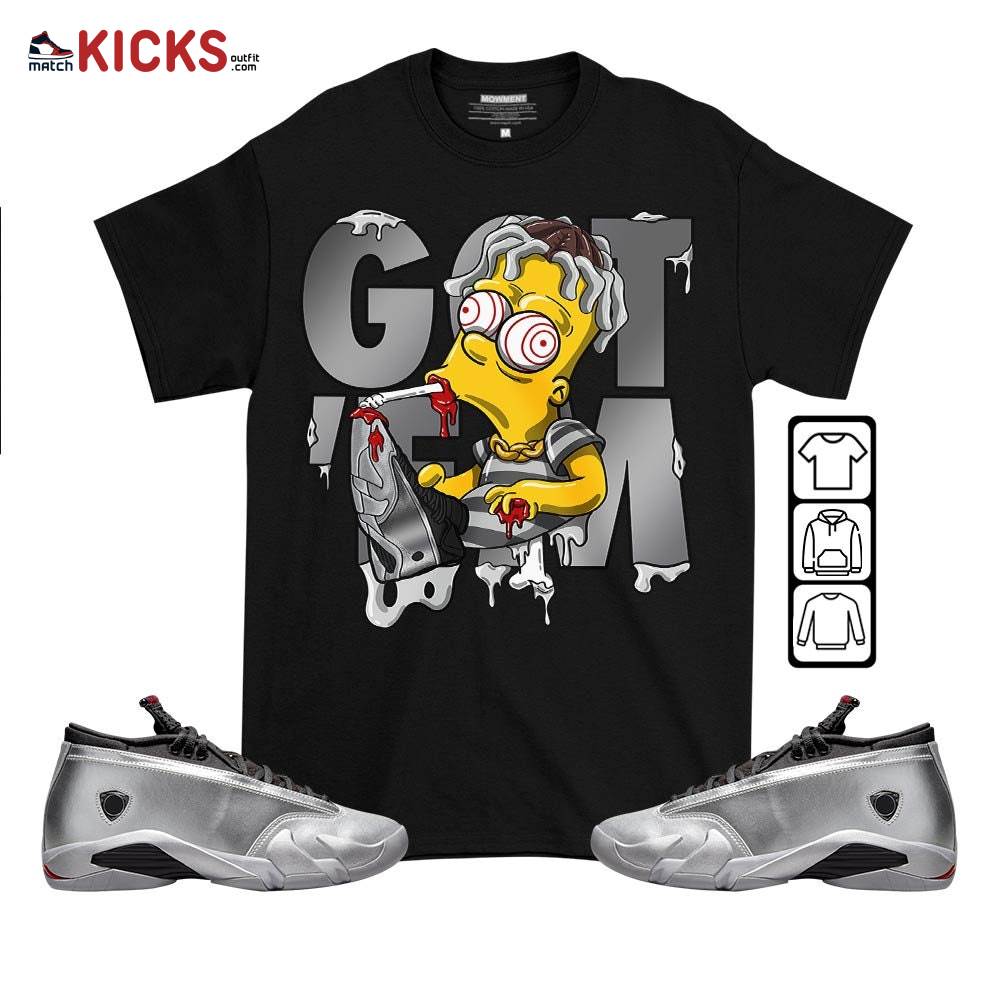 Simpson Got Em Sneaker Shirt Match 14 Low Metallic Silver, Jordan 14 Metallic Silver MKO T-Shirt