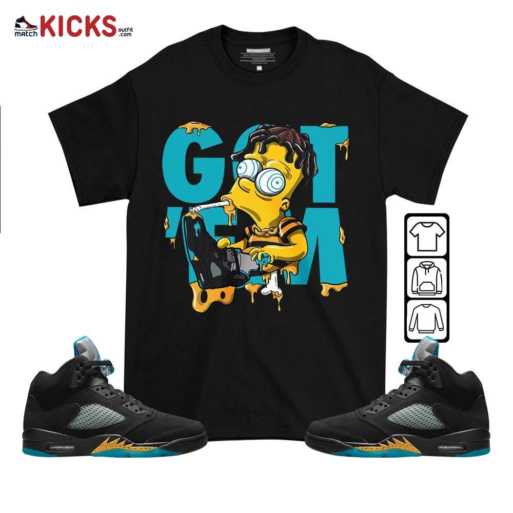 Simpson Got Em Sneaker Shirt Match Black 2023 Retro Aqua 5s, Jordan 5 Aqua MKO T-Shirt