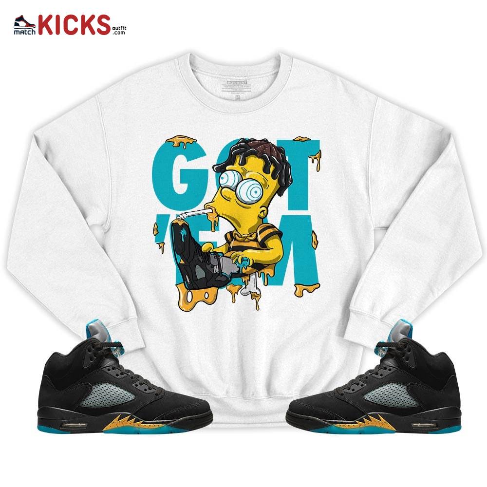 Simpson Got Em Sneaker Shirt Match Black 2023 Retro Aqua 5s, Jordan 5 Aqua MKO T-Shirt Simpson Got Em Sneaker Shirt Match Black 2023 Retro Aqua 5s, Jordan 5 Aqua MKO T-Shirt