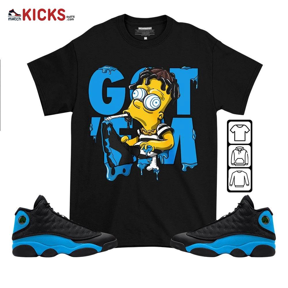 Simpson Got Em Sneaker Shirt Match Black University Blue 13s, Jordan 13 Black University Blue 2022 MKO T-Shirt